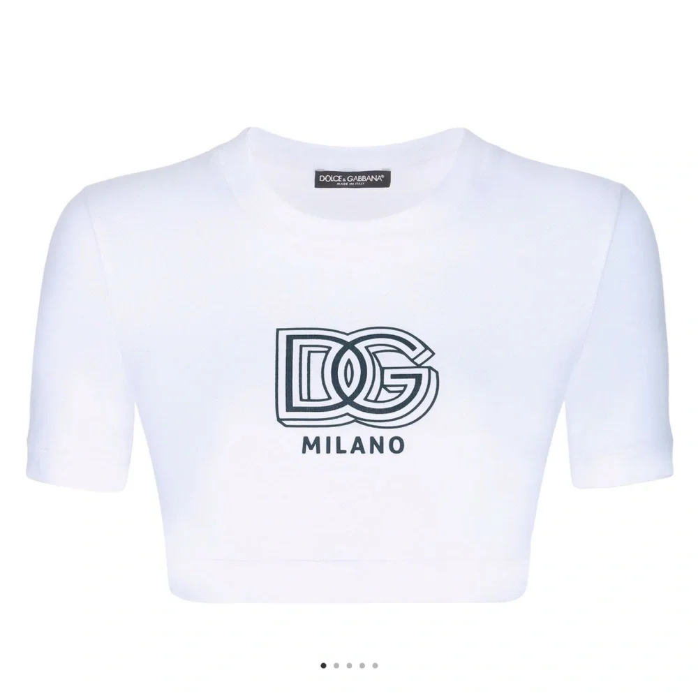 NEW DOLCE & GABBANA CROPPED T-SHIRT WITH LOGO - Picture 4 of 7